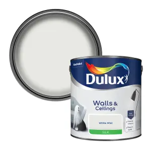 Dulux Walls & ceilings White mist Silk Emulsion paint, 2.5L