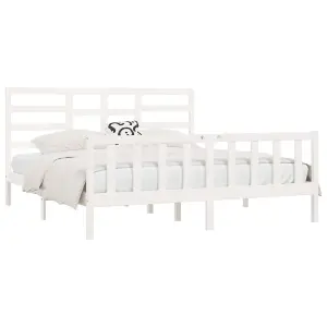 Berkfield Bed Frame White Solid Wood Pine 200x200 cm