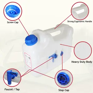 SPARES2GO Large Water Container Can Portable Storage Tank with Tap for Camping Caravan Travel Catering Cleaning (10L)