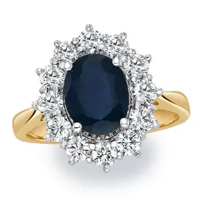 Sapphire 2.3Ct And Diamond 1Ct Cluster Ring In 18K Gold