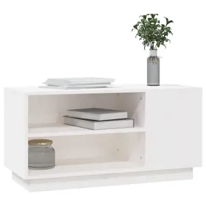 Berkfield TV Cabinet White 80x35x40.5 cm Solid Wood Pine