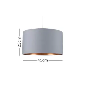 ValueLights Reni Grey and Copper X-Large Ceiling Pendant Light Shade