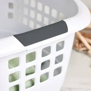 Ezy Storage Encore Matt White Plastic Large Laundry basket, 51L