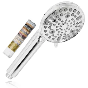 SPARES2GO Shower Head and Filter Multi Function 9 Power Modes Massage Mist Chrome