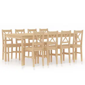 Berkfield 9 Piece Dining Set Pinewood