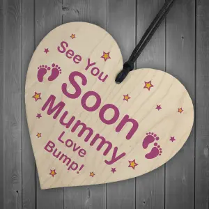 See You Soon Mummy Love Bump Wooden Heart Mummy Gift Bump Gifts Keepsake