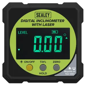 Sealey Inclinometer Digital With Laser LCD Display Absolute Zero Measure AK9991