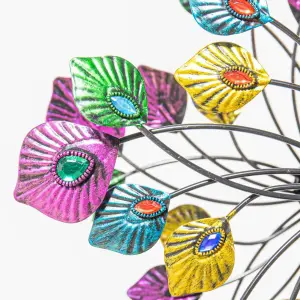 Primrose Peacock Feather Wind Spinner Outdoor Garden Decoration Wind Sculpture Dia 36cm