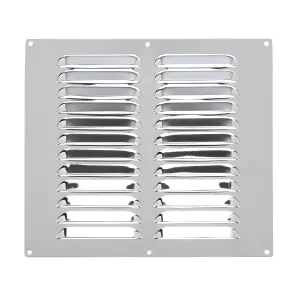 Metal Louvre Air Vent Cover, Suitable for Venting Gas Appliances Internal External Wall, 9 x 9" (229 x 229mm), Chrome