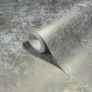 Galerie Industrial Effects Grey Metallic Plain Texture Wallpaper Roll