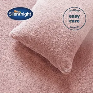 Silentnight Cosy Teddy Fleece Duvet Set Blush / Double - 2 Pillowcases (45 x 80 cm)