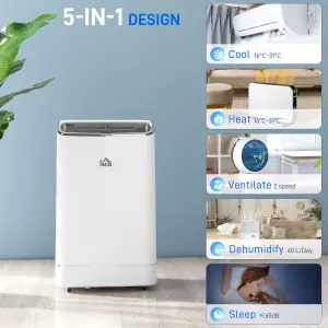 HOMCOM 14000 BTU Portable Air Conditioner Unit with Heater, WiFi Smart App