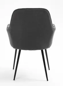 Hallowood Furniture Pair of Dark Grey Fabric Chair with Metal Legs