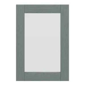 GoodHome Alpinia Matt green wood effect Shaker Glazed Cabinet door (W)500mm (H)715mm (T)18mm