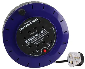 PRO ELEC - 4 Socket Cassette Reel, 10A 10m