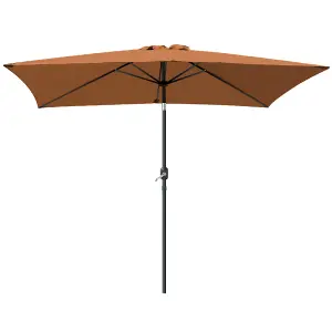 SunDaze 2x3M Coffee Garden Parasol Sun Shade Umbrella with Crank Handle & Tilt Mechanism