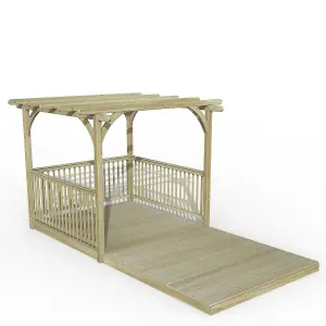 Forest Garden Natural Rectangular Pergola & decking kit, x4 Post x3 Balustrade (H) 2.5m x (W) 3m