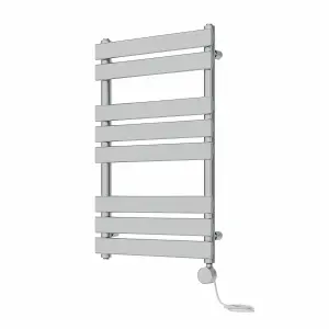 Rinse Bathrooms Flat Panel Electric Heated Towel Rail Touch Screen Timer Bathroom Radiator Prefilled Chrome 800x500mm 400W