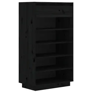 Berkfield Shoe Cabinet Black 60x34x105 cm Solid Wood Pine