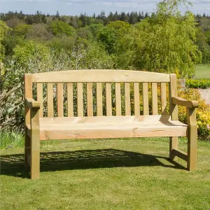 Zest Emily Wooden Garden Bench 3 Seater 5ft Seat Pad Outdoor Cushion Green