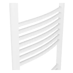 Rinse Curved Bathroom Heated Towel Rail Warmer Radiator Central Heating White - 1200x500mm