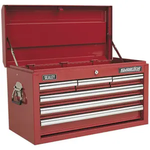 Red 6 Drawer Tool Chest - Lockable Storage Unit for Heavy-Duty Use