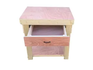 Wooden Eucalyptus hardwood top workbench, tool cabinet with drawer (V.1) (H-90cm, D-70cm, L-90cm)