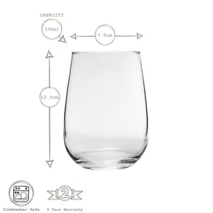 LAV - Gaia Stemless Red Wine Glasses - 590ml - Pack of 6