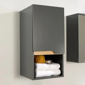 Home Source Florence Hanging Bathroom Wall Cabinet Storage Unit Grey