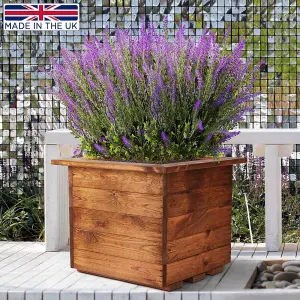 Set of 2 HORTICO™ Wooden Planter, 47cm Square Planter Box, Made in the UK Scandinavian Red Wood Outdoor Plant Pots H39 L47 W47 cm