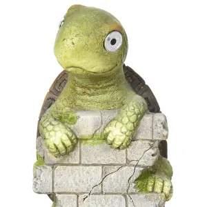 Outsunny Vivid Garden Statue Tortoise Sculpture with Solar-powered LED Light