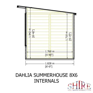 Dahlia 8x6 Pent Summerhouse with double doors and one opening window