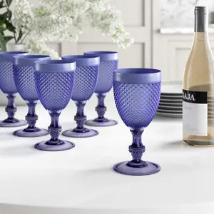 Diamond 390ml Goblet Set (Set of 6) Blue