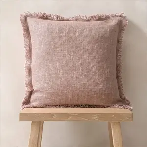 Home Accessories Kemble Fringed Cushion - Pale Old Rose Pink