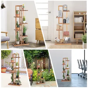 Costway 6 Tier Flower Stand Wooden Vertical Potted Plant Rack Home Garden Freestanding Display Shelf