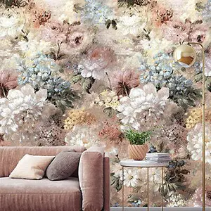 GoodHome Verdi Soft pink Romantic floral Matt Mural