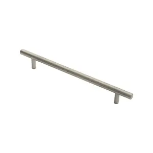 4x Round T Bar Pull Handle 210 x 10mm 160mm Fixing Centres Stainless Steel