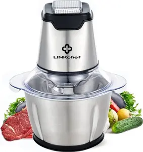 Mini Chopper 400W Linkchef Mini Food Processor Vegetable Chopper 1.2L Stainless Steel Bowl, Meat Grinder With 4 Bi-Level Blades For Meat Vegetable