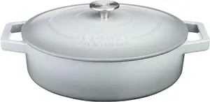 Cast Iron Casserole Set of 2 20cm & 28cm / 2.8L & 4.3L Dishes Oven Proof Enamelled Cast Iron Pans with Lids