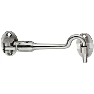 Silent Pattern Cabin Hook & Eye Satin Stainless Steel 100mm Arm Cabinet Hatch