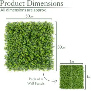 Artificial Foliage Living Wall Panels Fence Covering Indoor Outdoor (Set of 4 1m x 1m)