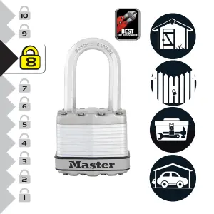 Master Lock Excell Heavy duty Laminated Steel Black Open shackle Padlock (W)45mm