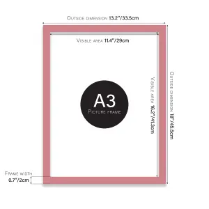 A3 Pink Picture Frame Fits A3 (29.7 x 42cm - 11.7 x 16.5in) Poster, Photo, Artwork, or Print.