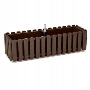 Window Box Flower Pot Planter 2 Sizes 4 Colours Rustic Slat Farm House Design UK Brown Large 58cm with Self watering + hanger kit