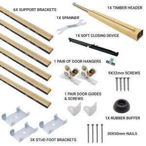 AFIT Pocket Sliding Door Kit - 120mm Finished Wall Thickness WITH SOFT CLOSE - 915 x 2032mm Max Door Size - Cut To Size