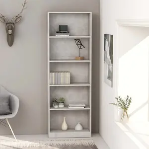 Berkfield 5-Tier Book Cabinet Concrete Grey 60x24x175 cm Engineered Wood