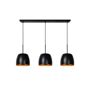 Lucide Nolan Classic Bar Pendant Light - 3xE27 - Black