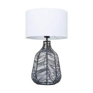 Litecraft Rattan Grey 1 Light Table Lamp