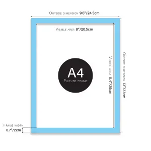 A4 Light Blue Picture Frame Fits A4 (21 x 29.7cm - 8.3 x 11.7in) Poster, Photo, Artwork, or Print.