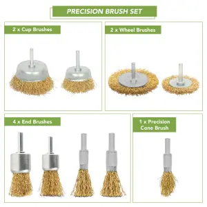 BLOSTM Wire Brush Drill Attachment Set - Steel & Brass Brush Set of 9